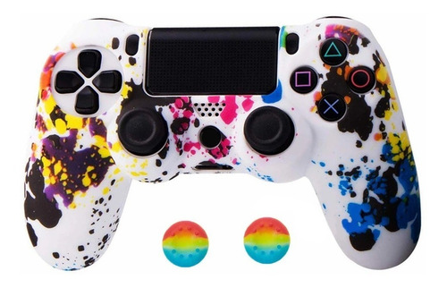 Funda Silicona Camuflaje Ps4, Dualshock, Ps4 Slim + 2 Tapas