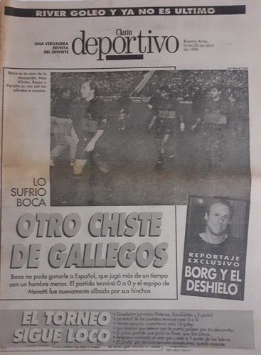 Clarin Deportivo 25/4/94 Español 0 Boca 0,casla 1 Platense 2