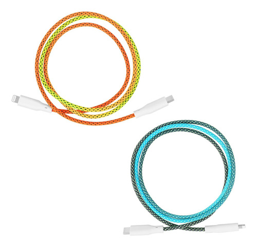 Travel Depot Cable cargador USB C para iPhone, paquete de 2, 3 pies, gradiente, carga rápida, compatible con modelos desde iPhone 6 hasta iPad e iPod. Certificación Apple Mfi.