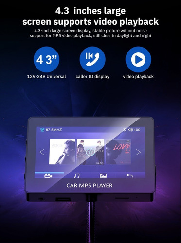 Imagen 6 de 10 de Reproductor Mp5 Bluetooth Auto Estereo Fm Usb Tf D4596bt