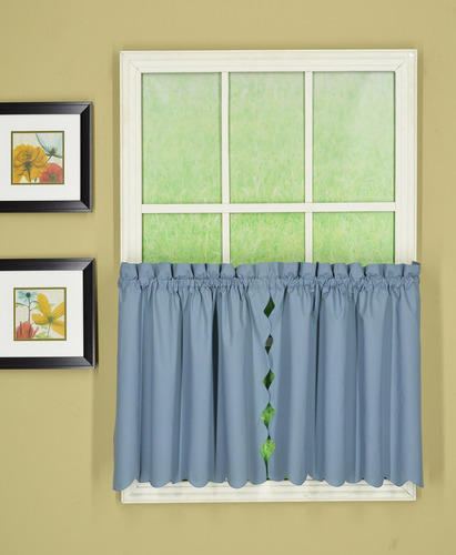 Cortina Festoneada Azul 60 X 91 Cm Par De Niveles 36 Pulgada