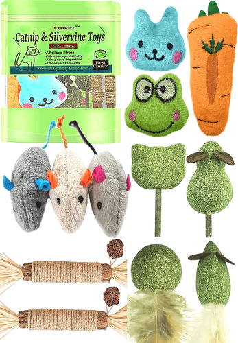 Pacote Com 12 Brinquedos Catnip & Silvervine Para Gatos Kidp