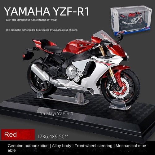 1:12 Suzuki Yamaha Yzf R1 Moto De Aleación Con Casco Color Rojo