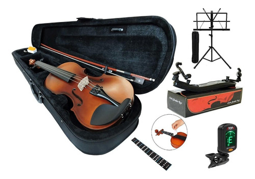 Kit Violino 4/4 + Espaleira + Afinador + Estante | Iniciante