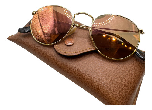 Anteojos Lentes De Sol Ray Ban Round Metal Espejado Rosa Espejo Rosa Rosa Dorado Dorado (Usado)