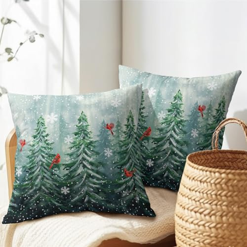 Funda De Cojín Decorativa De Árbol De Acuarela 18x18 Pulgada