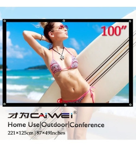 Caiwei 100'' Pulgadas 16:9 Portable Proyector Pantalla Home 