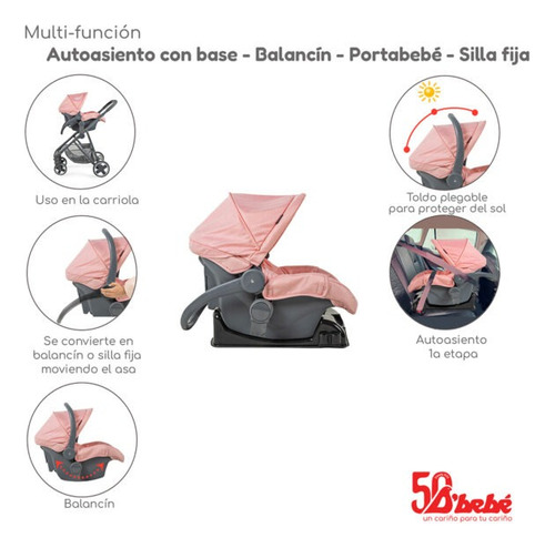 Carriola Con Autoasiento D Bebé Travel System Prince Rosa Rosa Rosa
