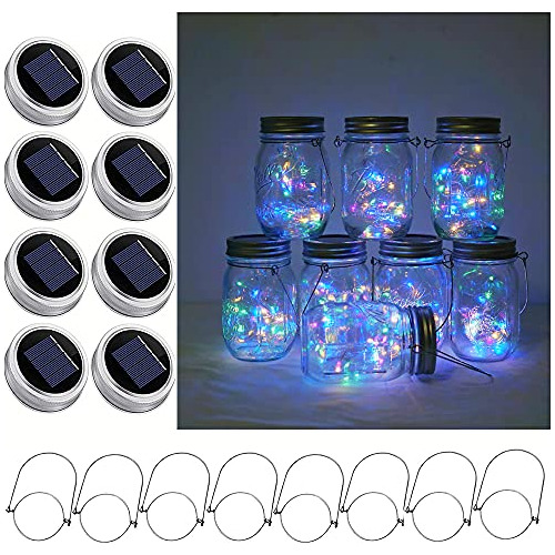 Solar Mason Jar Lights, 8 Pack Waterproof Fairy Star Fi...