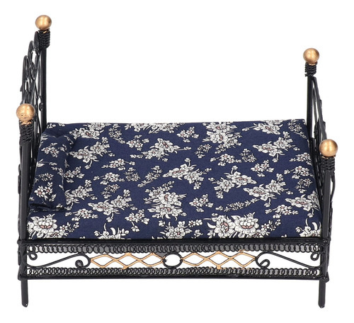 Para Minicasa De Muñecas Con Cama Doble En Miniatura,