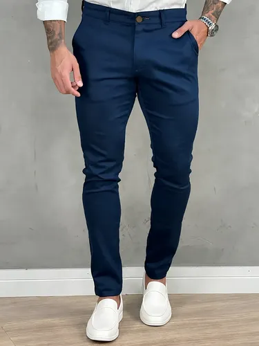 Calca Masculina Sarja Premium Social Esport Fino Bolso Lycra