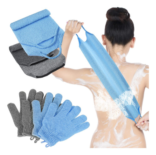 Breling Paquete De Guantes Exfoliantes De Baño Para Ducha,.