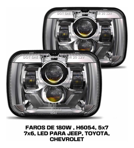 Faros De 180w, Led, H6054 Para Jeep, Toyota Y Chevrolet