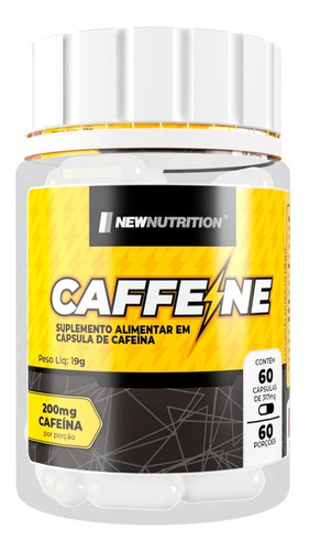 Suplemento Em Cápsulas Caffeine 200mg 60 Doses Cafeína Anidra NewNutrition