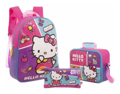 Set Bolsa+lonchera+cartuchera Hello Kitty