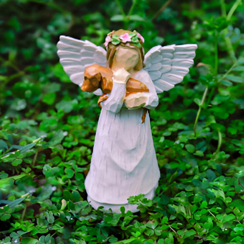 Estatuilla De Ángel De Resina, Ángel De, Perro Fallecido,