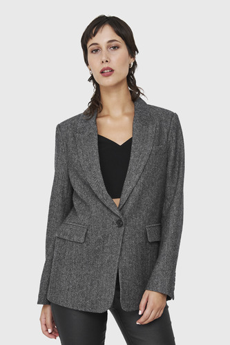 Blazer Patrón Espiga Gris Claro Nicopoly