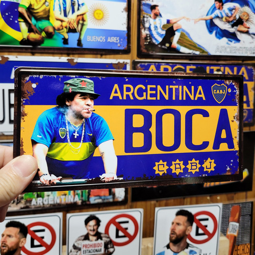 Cartel Chapa Diego Maradona Che Boca Juniors Apto Exterior