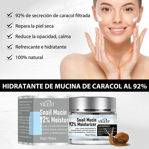 Snail Mucin 92% Moisturizer Daily Face Gel Cream Paquete De2
