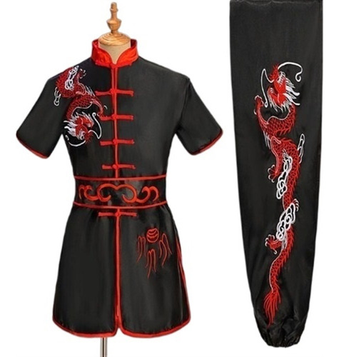 Para #2pcs Artes Marciales Kungfu Bordado Ropa Negra