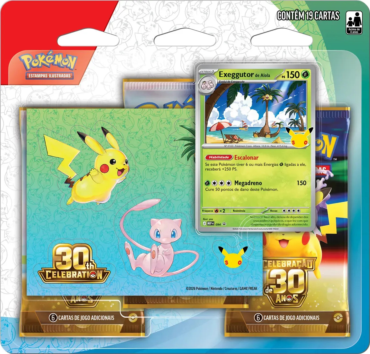 Pokémon Celebração de 30 anos – Blister Triplo com Adesivo Exeggutor