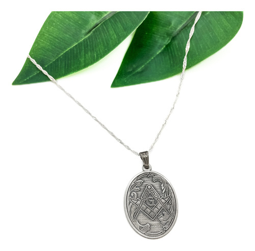 Cadena Y Dije Símbolo Masónico Masón Grado Plata 925 Plateado 45 Cm