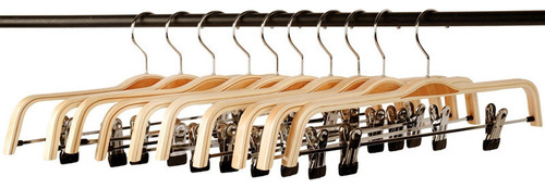 Paquete De 10 Perchas Para Pantalones O Faldas De Madera