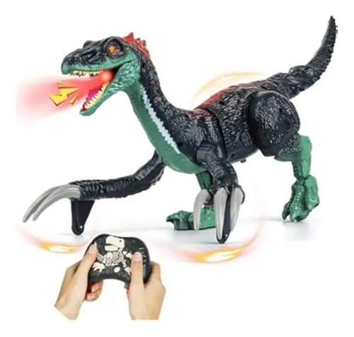 Dinosaurio Control Remoto Con Luces Y Rociador – Movimiento Realista, Escamas Detalladas, Juguete Interactivo Para Exteriores, Fiestas Y Coleccionistas
