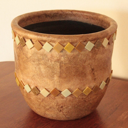 Vaso Cerâmica Revestido Coador De Café E Pastilhas De Vidro