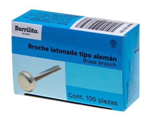 Broche Latonado Barrilito Tipo Alemán 20mm 100 Pzas /v Color Latón