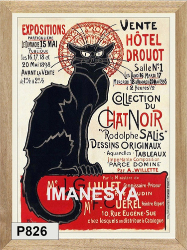 Chat Noir  Gato Negro , Cuadro, Poster, Afiche     P826