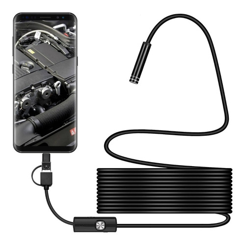 Imagem 1 de 9 de Camera Inspeção Sonda Endoscópica 6 Led Android/pc Usb 2m