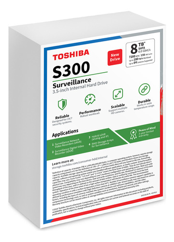 Toshiba Disco Duro 8tb S300 Videovigilancia Hdwt380uzsvar