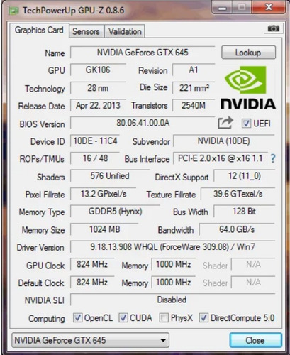 Imagen 5 de 5 de Tarjeta De Video Nvidia Dell Gtx 645 1gb Gddr5 128bits Oem