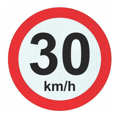 Placa Velocidade Máxima 30km/h 30x30 Refletivo Prismático
