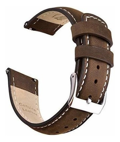 Malla Para Rejoj Analogico Cuero Genuino Brown W Silver 24mm