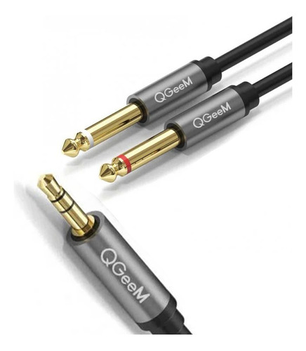 Qgeem Cable Audio Estereo 3.5mm Trs / 2x6.35mm Pc Ts Mono