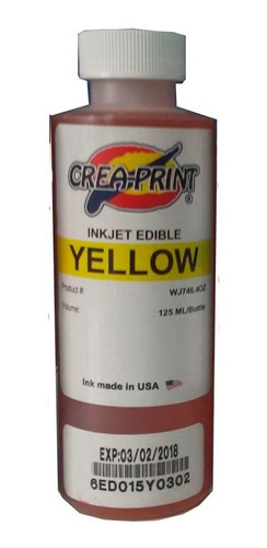 Tinta Comestible Para Foto Torta Color Yellow Amarillo 100ml