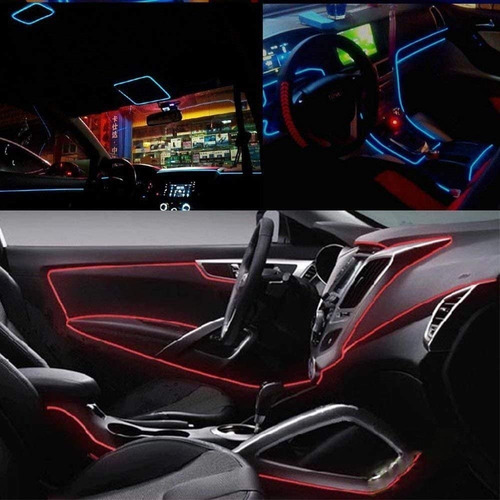 Imagen 3 de 10 de Hilo Tira Luz Neon Colores Led Conector 12v Auto Moto 5m