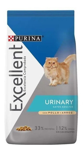 Alimento Excellent Urinary para gato adulto sabor pollo y arroz en bolsa de 7.5 kg
