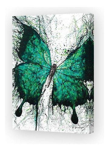 Cuadro 20x30cm Animal Mariposa Verde Watercolor Lapiz