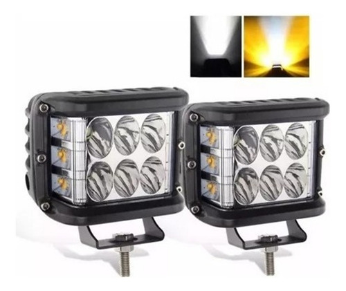 Pack X2 Auto Spot Bicolor 36w 4x4 Estrobo Blanco + Amarillo