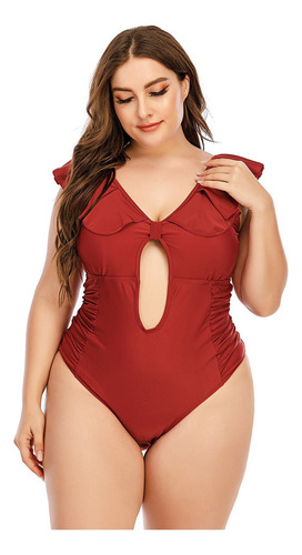 Traje De Baño Liso Casual De Talla Grande For Mujer Bikini