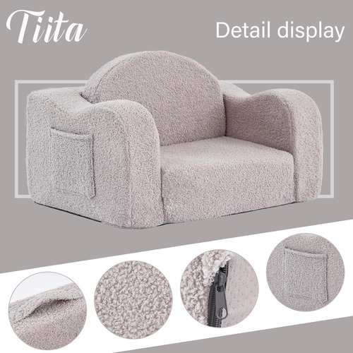 Sofá Infantil 2 En 1 Convertible Y Plegable Color Gris