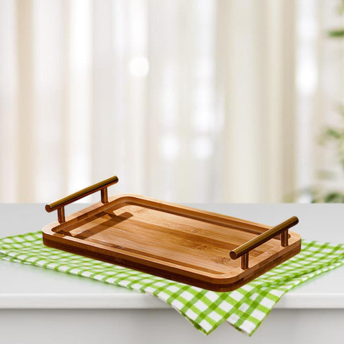 Bandeja De Madera Para Servir Con Asas, Bandeja Rectangular