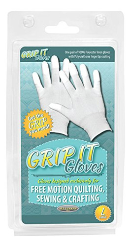 48666 Grip Gloves For Free Motion Quilting, Large, Whit...