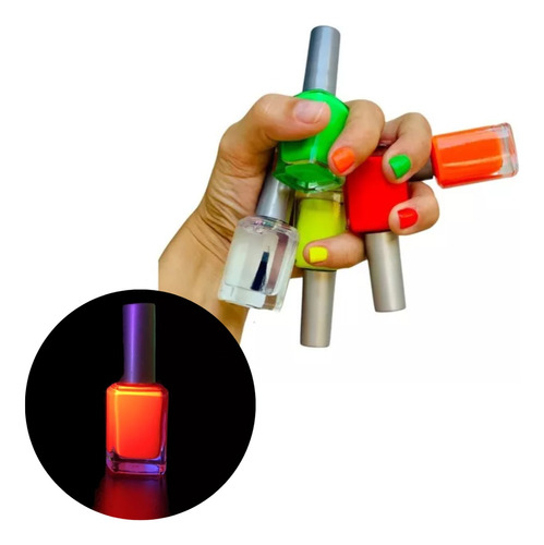 Esmalte Uñas Fluo Neon Fluor Brilla Con Luz Uv X 1 Cotillon