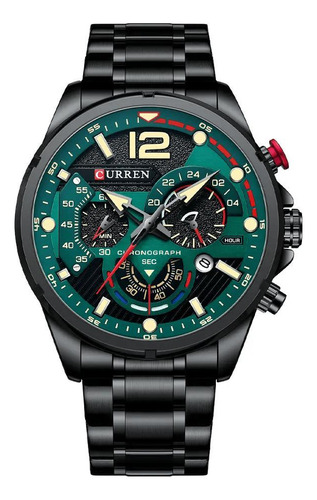 Reloj analógico Curren 8395 negro/verde para hombre