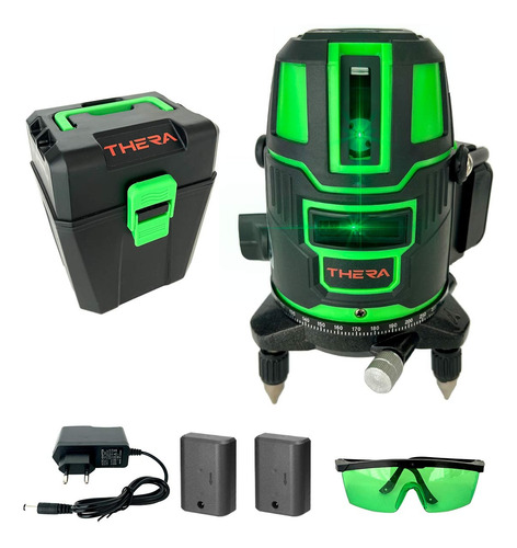 Nível Laser Verde 5 Linhas  Base Giratória 360º Com Maleta 