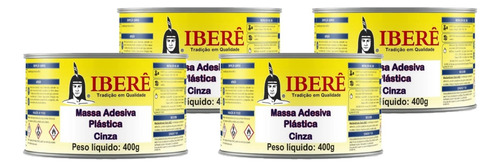 4x Massa Plástica Adesiva Com Catalizador 400g Cinza Iberê
